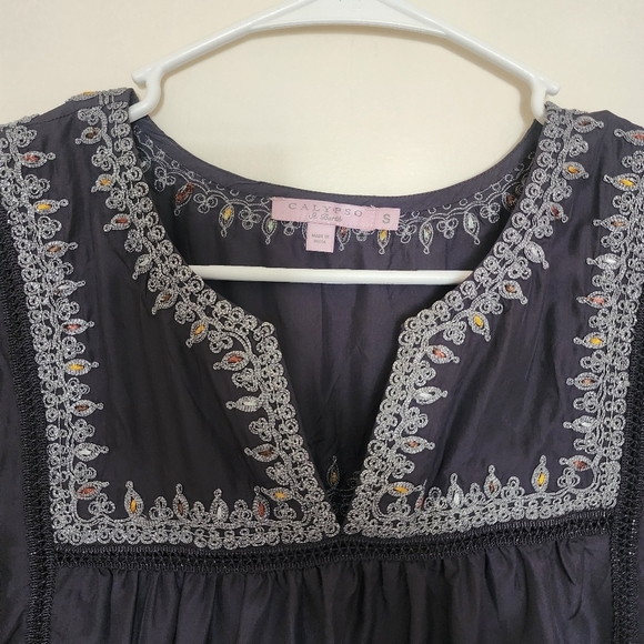 Calypso Silk Embossed Mini Dress Size Small - Picture 5 of 10